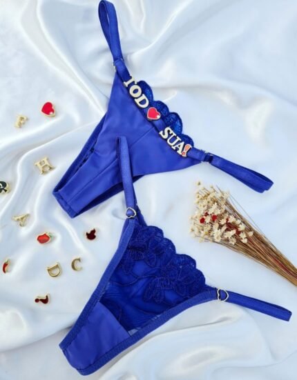 Calcinha Pétala Fio Duplo Azul Personalizável