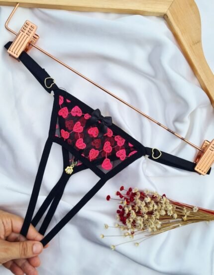 Calcinha Personalizável com abertura em baixo Preta\Rosa